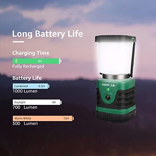 LE Camping Light Rechargeable, 1000lm Camping Lantern, Warm & Cool Light — view 3
