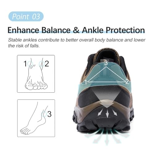 TRAILBLITZ Walking Shoes Mens Lightweight Non Slip Comfortable Hiking Boots Climbing Trekking Outdoor Camping Trainers Mesh Lining Casual Men's Lace-Ups (7 Man,Brown) — view 4