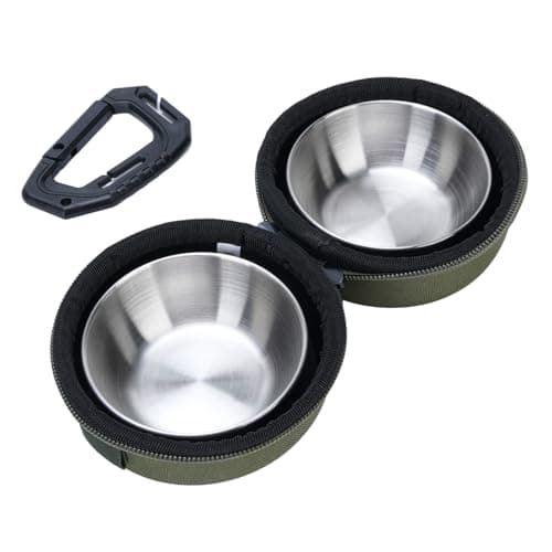 Ziyvural Travel Pet Feeder Bowl, Stainless Steel Foldable Double Dog — view 2