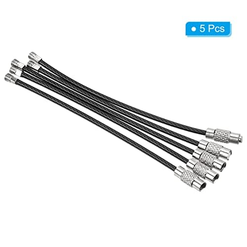 PATIKIL 3.5 Inch Length Wire Keychain Cable, 5 Pack Stainless Steel Key Ring Loop, Black — view 3