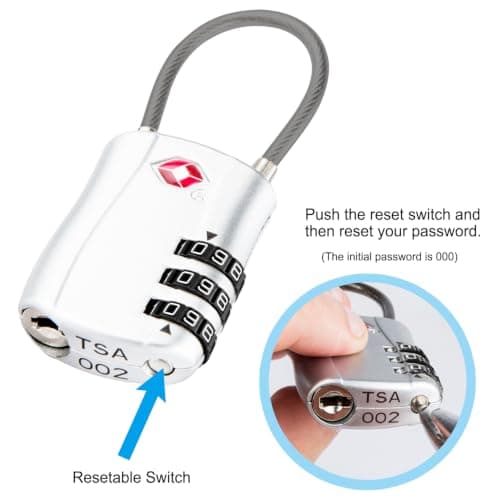 Diyife TSA Approved Luggage Locks with Flexible Steel Cable, Easy to Set up — view 3