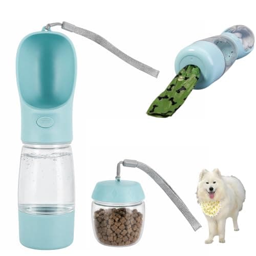 Sky Blue Portable Dog Water Bottle for Walking, 3-in-1 Pet Water