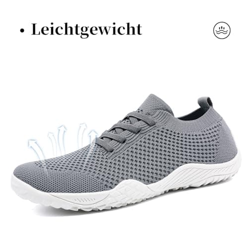 Barefoot Shoes Womens Gym Trainers Slip on Trainers Light Grey Size 6 — view 3