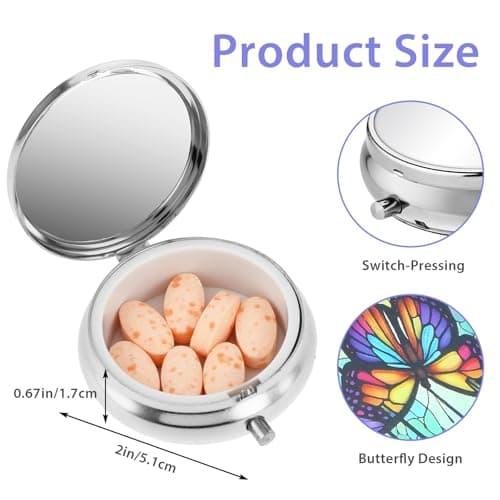 Sibba Portable Pill Case,Small Medicine Box,Pocket Pill Container,Butterfly — view 2