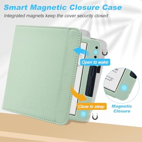 DMLuna Stand Case for Kobo Libra Colour (Model:N428, 2024 Release), Hands-Free Stand Lightweight Premium PU Leather Cover with Auto Sleep/Wake Function, Hand Strap and Card Slot, Agave Green — view 5