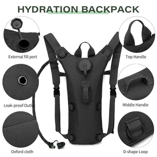 Hydration Backpack with 3L Water Bladder, Detachable Hydration Pack with Sealing Straw, Water Bladder Backpack with Adjustable Strap for Hiking Cycling Running — view 5