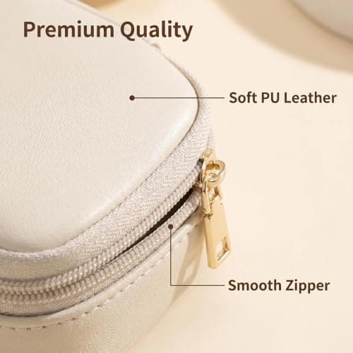 Beige Travel Jewellery Box Organiser Bag, Portable Jewelry Storage Pouch — view 3