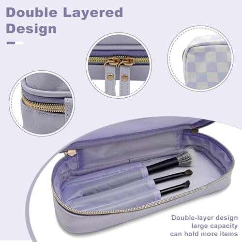 Sangula·Valley Makeup Bag 3 Pack, Double Layer Transparent Cosmetic Bag Organizer, Women's Toiletry Bag, Travel Essentials (Purple) — view 4