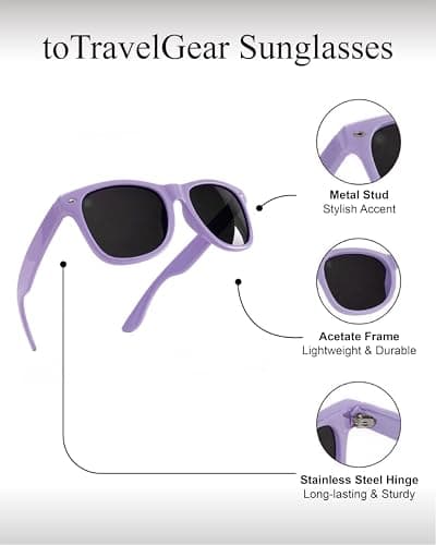 toTravelGear Polarised Sunglasses Men Women, Trendy Rectangle UV Protection — view 3