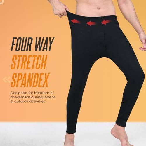 Pack of 3 Mens Thermal Underwear Trousers Long Johns Base Layer Extreme Hot Brushed Inside Ultra Soft Trousers Leggings Pants Black — view 2