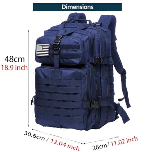 Thuram 50L Durable Nylon Waterproof Fishing Hunting Backpack Outdoor Military Rucksacks Tactical Sports Camping Hiking Bags (Navy blue) — view 4