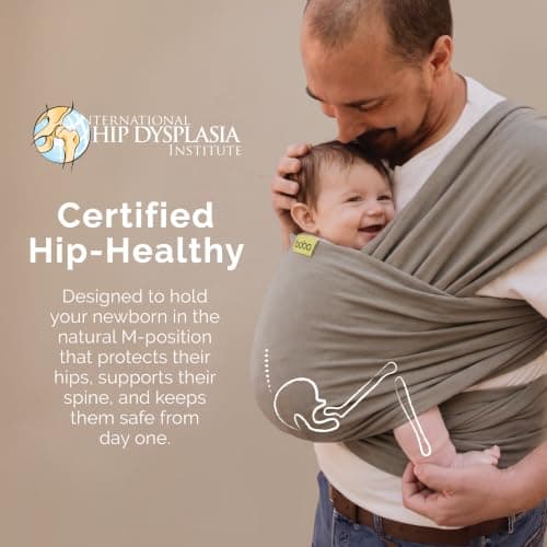 Boba Baby Wrap Carrier - Stretch Cotton Newborn Sling, Grey — view 5
