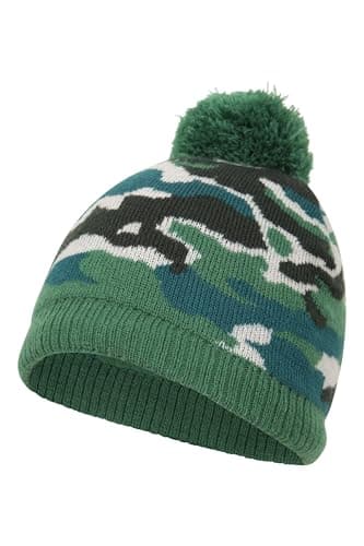 Mountain Warehouse Camo Fleece Kids Beanie - Warm Hat Cap - Best for Winter, Travelling, Walking Green ONE — view 4