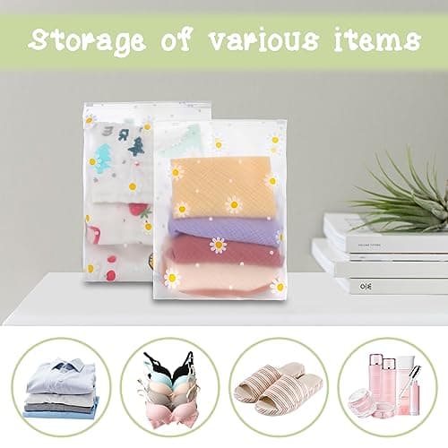 25 Pcs Reusable Ziplock Bags，20 x 25cm Plastic Hospital Bags Travel Clothes Storage Bags Clear Seal Bags Waterproof Luggage Organiser or Clothes, Shoes, Cosmetics — view 5