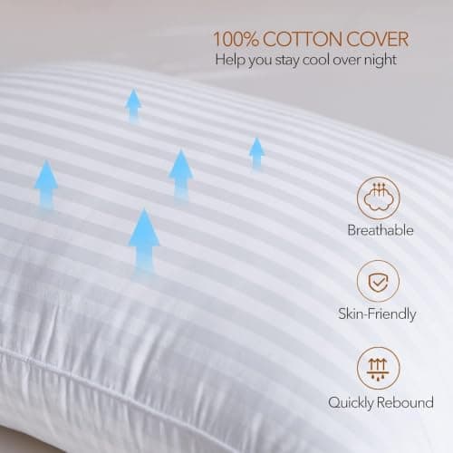 Adam Home Pillows 6 Pack Hotel Quality Side Sleeper Bounce Back Bed Pillow Quick Rebound & Dust Proof Resistant Premium Filled Hotel Pillows Pack of 6 — view 6