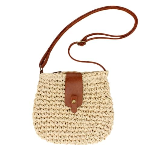 Straw Bag for Women，Beach Woven Straw Crossbody Bag with Adjustable Strap