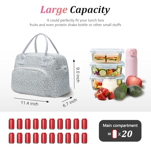 AOTM Lunch Bags for Women 12L, Insulated Cool Bag with Strap for Work — view 2