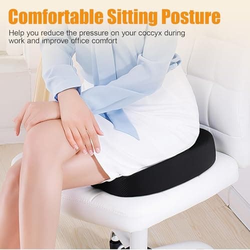 Memory Foam Seat Cushion, U-Shaped Ergonomic Chair Pad for Pressure Relief & Tailbone Support, Non-Slip Coccyx Cushion for Office Chair, Gaming Chair, Car Seat & Desk Use, Breathable Mesh Cover, Black — view 6