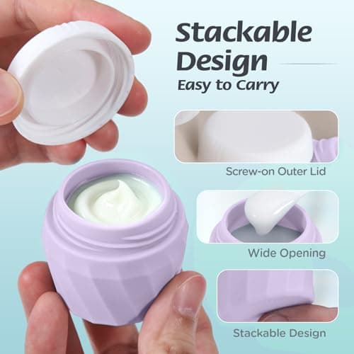 6Pcs Travel Bottles for Toiletries, TSA Approved Travel Size Toiletries Containers Set, BPA-FREE Silicone Leak Proof Refillable Bottles and Jars, Women & Men Airplane Cruise Essentials Kit (PURPLE) — view 5