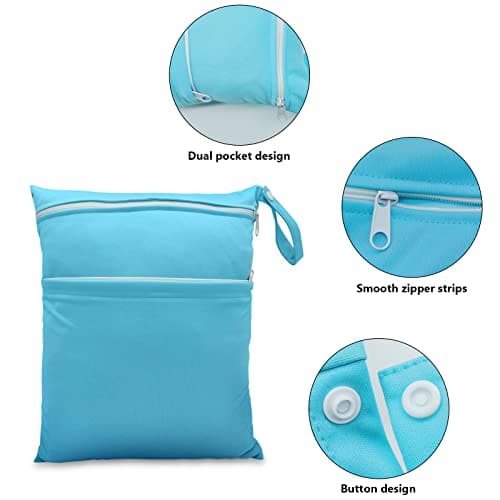JNBGTU 3Pack Waterproof Wet Dry Bags, Reusable Washable Double Zipper Pockets, Ideal for Diapers, Swimming, Travel, Gym, and Beach — view 4