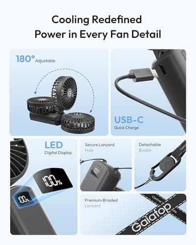 gaiatop Portable Handheld Fan Foldable, USB Rechargeable Small Hand Fan — view 6