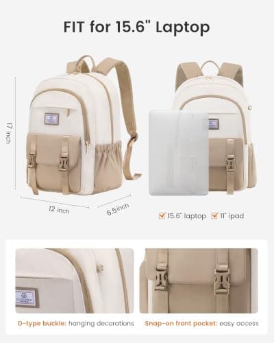 LOVEVOOK School Backpacks Womens, 15.6 Inch Laptop Rucksack Work Bag — view 5
