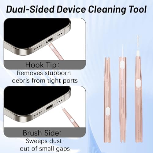 ACKKOR 5 Pcs Charging Port Cleaner, Bristles & Hook Double-Sided Mini Cleaning Kit Charging Port USB C Cleaning Kit for Most Mobile Phone Earbud Charger Speaker (Brown) — view 4
