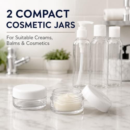 Travel Toiletry Bottles Set, Refillable Travel Containers With Clear Zipper Bag, 5 Piece Cosmetic Bottle And Cream Jar Kit For Shampoo, Conditioner, Lotion, Cleanser, Toner, Skincare Travel Pack Of 1 — view 5