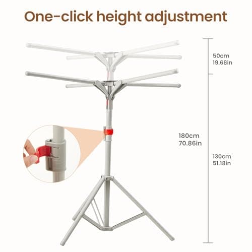 ANYVOYAGE Foldable Metal Clothes Drying Rack, Tripod Stand, Space-Saving for Indoor/Outdoor, Camping and Travel (grey) — view 3