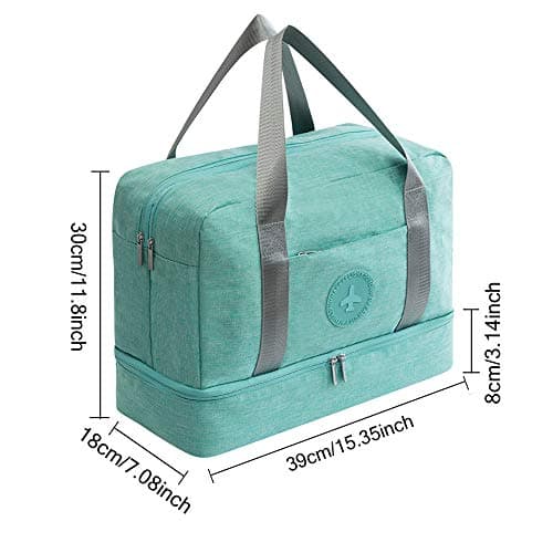 Kaxich Waterproof Gym Bag Duffle Bag Travel Overnight Bag Dry Wet Separation Weekender Handbag Sports Fitness Swim Tote Bag for Men Women (Green) 39 x 18 x 30cm/15.35'' x 7.08'' x 11.8'' — view 3