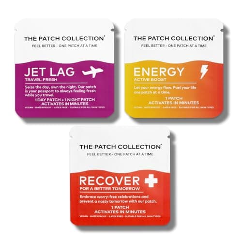 Travel Wellness Patch Bundle | The Patch Collection (3 Patches: Jetlag, Energy & Recovery) for Long Flights, Travel Fatigue & Party Recovery