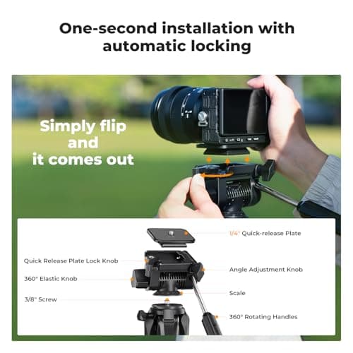 K&F CONCEPT 75"/190cm Compact Camera Tripod, Load Capacity 8kg — view 6