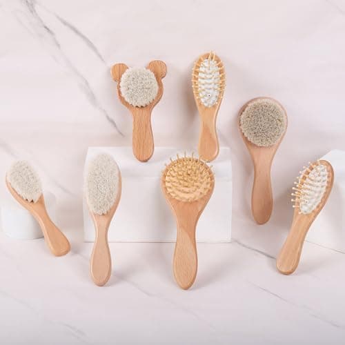 Portable Infant Comb Brush Set for Travel Soft Wool Bristles Gentle on Scalp Includes Comb & Bath Brush Safe Easy Carry Newborns — view 6