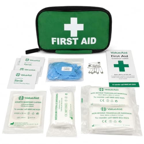 Value Aid HSE Compliant Lone Worker First Aid Kit - 25 Piece Green Bag
