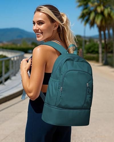VENATIN Gym Backpack for Women Men,Lightweight Gym Bag with Shoes Compartment & Wet Pocket, Waterproof Backpack swimming bag Sports Travel Casual Daypack,Peacock Blue — view 2