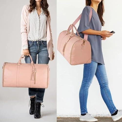 Garment Bag For Travel, Convertible Garment Bag, Garment Duffel Bag, Convertible Carry Garment Bag, Garment Bags For Clothes Travel, 2 In 1 Hanging Suitcase Suit Bag For Women & Men, Pink — view 2
