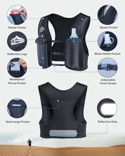Zelvot Running Vest for Women Men, Hydration Vest with 500ml Water Bottle — view 5