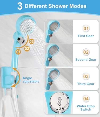 WADEO Portable Camping Shower, [10 Days Runtime] Rechargeable Battery Shower Pump, Outdoor Shower Kit for Beach, Pet, Travel, Car — view 4