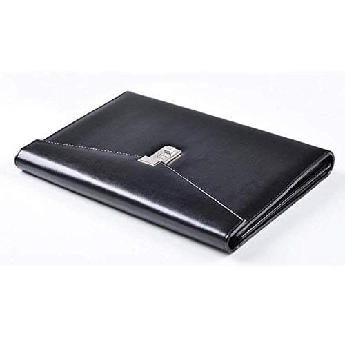 A4 Black PU Leather Men Briefcase Lockable with Password,Document Bag Case,File Folder Conference Meeting Files Storage Bag Business Handbag — view 2