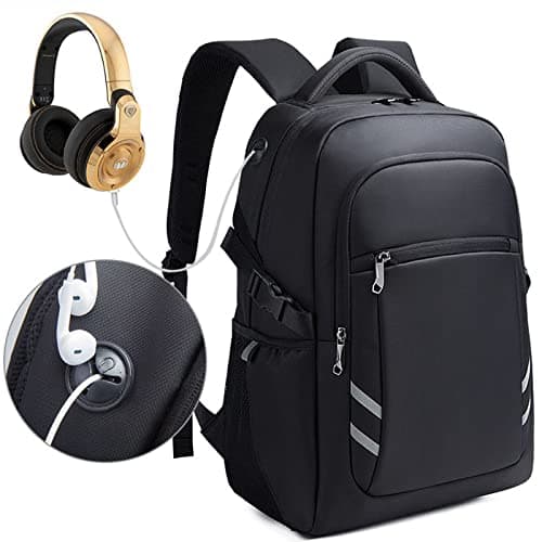 QQYG Waterproof Men's Backpack with USB Headphone Plug Multifunctional Large Capacity Outdoor Travel Computer Unisex Student Bag,Maroon,46 * 32 * 20CM — view 5