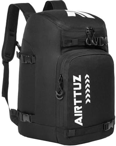 AIRTTUZ Ski Boot Bag - Ski and Snowboard Boots Backpack,Excellent for Travel with Waterproof Exterior & Bottom - for Men, Women and Youth. (Black)