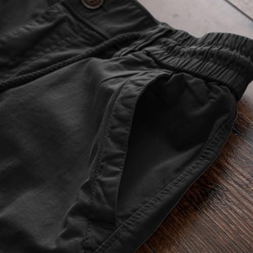 Men's Classic Cargo Shorts with Zip Button Closure, Multi-Pocket Design for Outdoor Sports & Work, Lightweight Summer Trousers, Quick-Dry Fabric (Black, M) — view 5