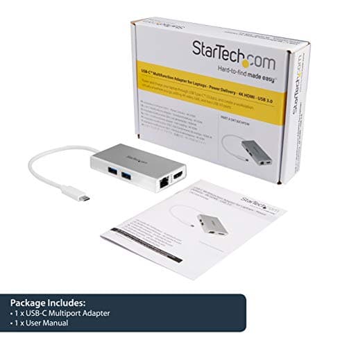 StarTech 4-in-1 USB-C Travel Dock with 4K HDMI, 60W PD, GbE, Silver White — view 5