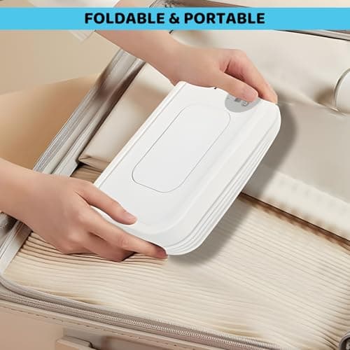 Baby Wipes Warmer - Wet Wipe Warmer for Babies with Night Light, USB Powered Wipes Heat Dispenser Box for Home Car Travel, Upgraded Folding Design for Portable & Adaptive — view 2