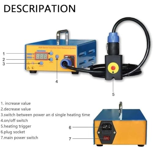 Paintless Dent Repair Kit, 1380W Magnetic Induction Heater Machine for Auto Body Removal, Portable PDR Tool and Suitcase Set — view 2