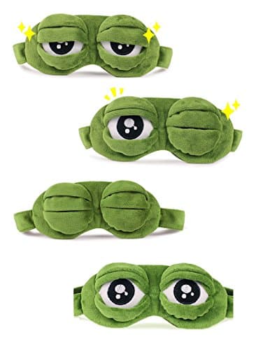 Apanphy® 3D Eye Mask Sleeping, Fluff Face Sleeping Funny Novelty Cartoon Frog Eye Cover Eyeshade Night Mask Sleep Travel Mask (Green) — view 2