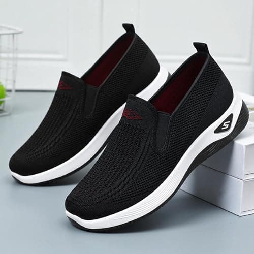 Walking Shoes Women Casual Sock Sneakers Lightweight Comfy Breathable Slip-on Orthopedic Walking Sneaker Lightweight Athletic Running Shoes Size UK 6.5 Black — view 3