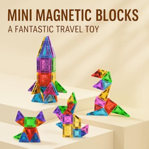42 Pcs Mini Magnetic Tiles Building Blocks Toys, Travel Set. — view 4