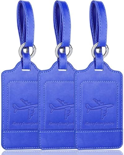 Teskyer 3 Luggage Tags for Suitcases, Travel Essentials, Light Blue