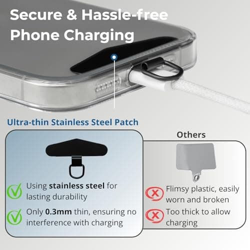 muuee Phone Lanyard with Metal Tether Tab, Stretchy Anti Theft Phone Wrist Strap, Anti-Drop Outdoor Hiking Skiing Cycling Climbing, Compatible for iPhone and Most Smartphones (White) — view 6